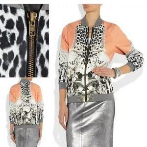 EMMA COOK Animal Print satin bomber jacket 14